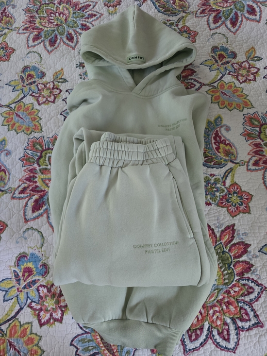 Comfrt Pants - Set Of Comfort Collection Pastel Mint Jogger Pants & Hoodie